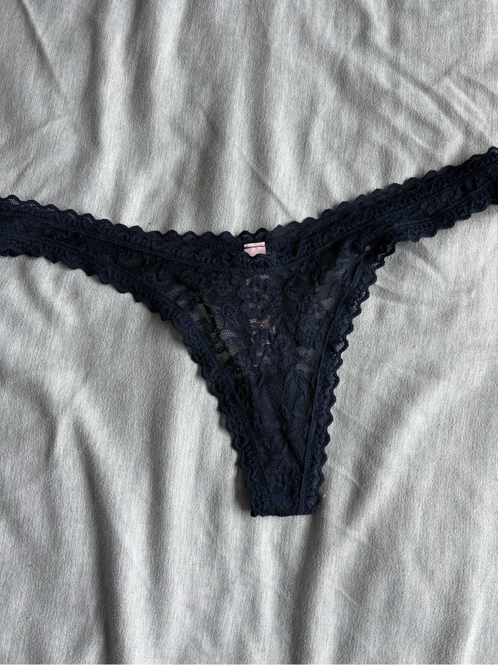 Lace Thong Bikini Bottom - Navy